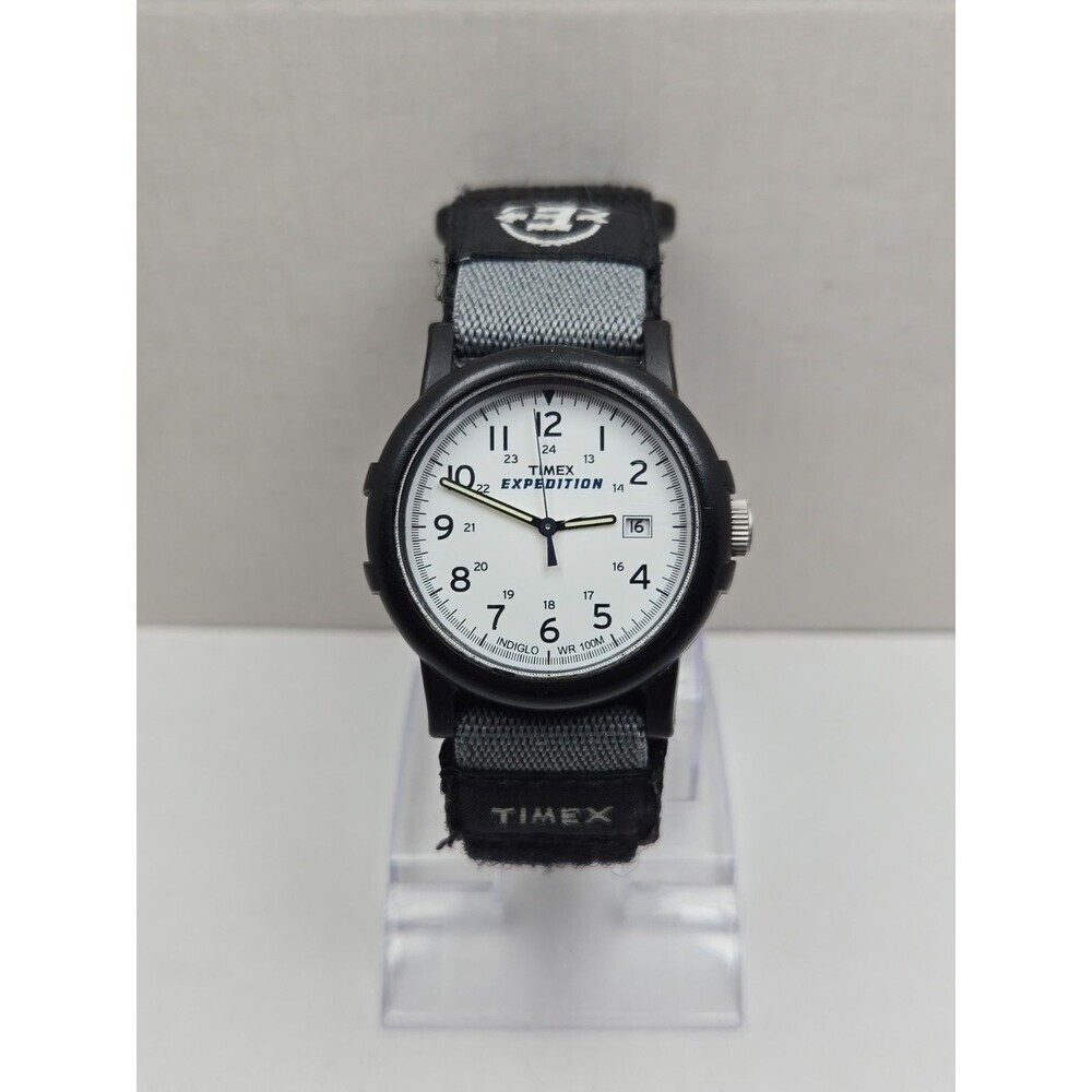 Timex Expedition Camper 38mm White Dial Indiglo Date 100M Mens Watch New Battery